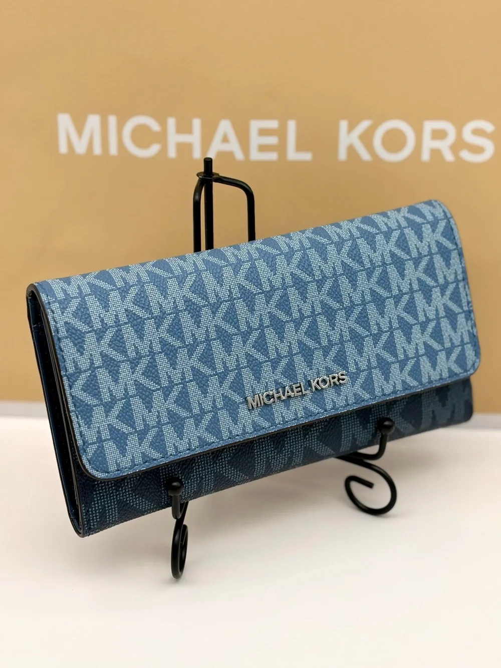 Michael Kors Jet Set Travel Trifold Wallet Denim Multi